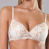 Reggiseno imbottito senza ferretto con ricamo floreale - MILK - 8016