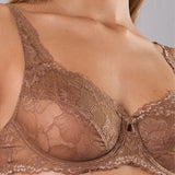 Reggiseno francese con ferretto in pizzo floreale - CARAMELLO - 8030