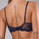 Reggiseno imbottito con ferretto in pizzo - BLU - 8032