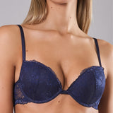 Reggiseno push-up con ferretto in pizzo - BLU - 8034