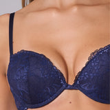 Reggiseno push-up con ferretto in pizzo - BLU - 8034