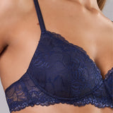 Reggiseno imbottito senza ferretto in pizzo - BLU - 8036