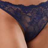 Brasiliana donna in pizzo floreale - BLU - 8037