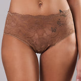 Slip donna a vita alta in pizzo floreale - CARAMELLO - 8039