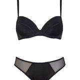 Reggiseno con coppe imbottite, ferretto e slip - NERO - 76125