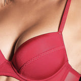 Reggiseno con coppe imbottite, ferretto e slip - ROSSO - 76125