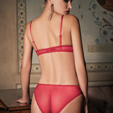 Reggiseno con coppe imbottite, ferretto e slip - ROSSO - 76125