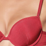 Push-up con coppe graduate, ferretto e perizoma - ROSSO - 76143