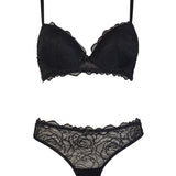 Reggiseno con coppe imbottite, ferretto e brasiliana - NERO - 76227