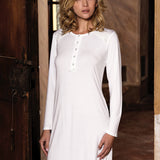 Camicia da notte serafino manica lunga, lunghezza 95 cm in taglia S - MILK - EL25