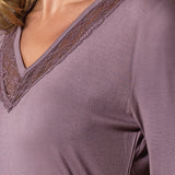 Camicia da notte con scollo a V, lunghezza 90 cm in taglia S - MALVA - EL26