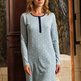 Camicia da notte serafino a manica lunga, lunghezza 90 cm in taglia S - BLU NOTTE - HP25