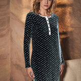 Camicia da notte serafino a manica lunga, lunghezza 90 cm in taglia S - NERO - LV25