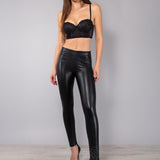 Leggings ecopelle con interno in micropile - NERO - 4 - NERO - LG11