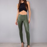Leggings ecopelle con interno in micropile - VERDE - 4 - VERDE - LG11