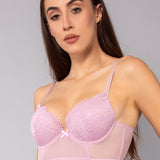 Bustino con coppe imbottite e ferretto - ROSA - 7851