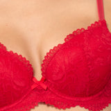 Reggiseno con coppe imbottite e ferretto - ROSSO - 7852