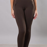 Leggings termici donna blu con interno in orsetto - MARRONE - LG06