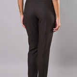 Pantaloni donna grigi a sigaretta elasticizzati con interno in micropile - MARRONE - LG19