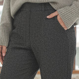 Pantaloni donna grigi a sigaretta elasticizzati con interno in micropile - ANTRACITE - LG19