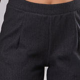 Pantaloni donna elasticizzati a gamba larga con interno in micropile - ANTRACITE - LG20