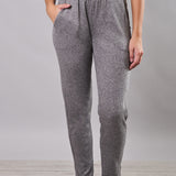 Pantalone donna elasticizzato morbido a costine con tasche - GRIGIO MELANGE - LG22