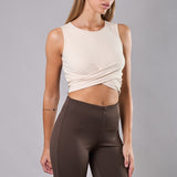 Leggings flare donna elasticizzati con interno in micropile - MARRONE - LG25