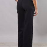 Pantalone donna elasticizzato morbido a gamba larga - NERO - LG29