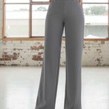 Pantalone donna elasticizzato morbido a gamba larga - PIOMBO - LG29