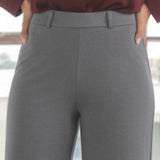 Pantalone donna elasticizzato morbido a gamba larga - PIOMBO - LG29