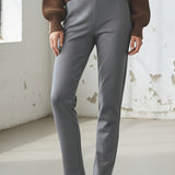 Pantalone donna elasticizzato morbido a sigaretta - PIOMBO - LG30
