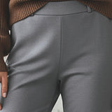 Pantalone donna elasticizzato morbido a sigaretta - PIOMBO - LG30