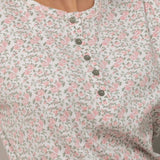 Pigiama donna in caldo cotone con maglia serafino floreale - SALVIA - BM15