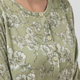 Pigiama donna in caldo cotone con fantasia floreale - SALVIA - CA14