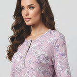 Pigiama donna in caldo cotone con fantasia floreale - LAVANDA - CA15