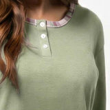 Camicia da notte donna in caldo cotone verde salvia - SALVIA - CL26