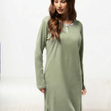 Camicia da notte donna in caldo cotone verde salvia - SALVIA - CL26