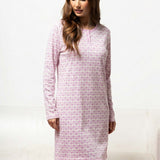 Camicia da notte donna in caldo cotone con fantasia cuori - MALVA - DO26