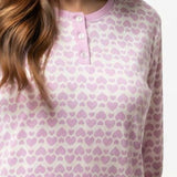 Camicia da notte donna in caldo cotone con fantasia cuori - MALVA - DO26