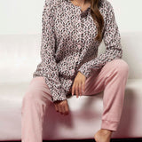 Pigiama donna in Punto Milano con apertura frontale - ROSA - MA14