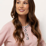 Pigiama donna in Punto Milano con fantasia geometrica - ROSA - MA16