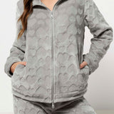 Tuta donna in coral con zip - GRIGIO - OF44