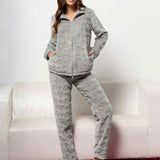 Tuta donna in coral con zip - GRIGIO - OF44
