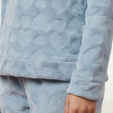 Pigiama donna in Coral con collo alto - AZZURRO - OF45