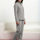 Pigiama donna in Coral con collo alto - GRIGIO - OF45