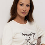 Pigiama donna in caldo cotone con fantasia fiocchi - MOKA - PA12