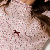 Pigiama donna in caldo cotone con fantasia floreale - BORDEAUX - PT15