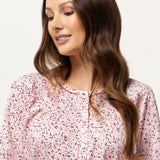 Camicia da notte donna in caldo cotone con fantasia floreale - BORDEAUX - PT25