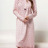 Camicia da notte donna in caldo cotone con fantasia floreale - BORDEAUX - PT25