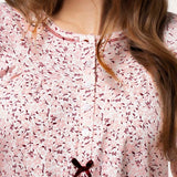 Camicia da notte donna in caldo cotone con fantasia floreale - BORDEAUX - PT25